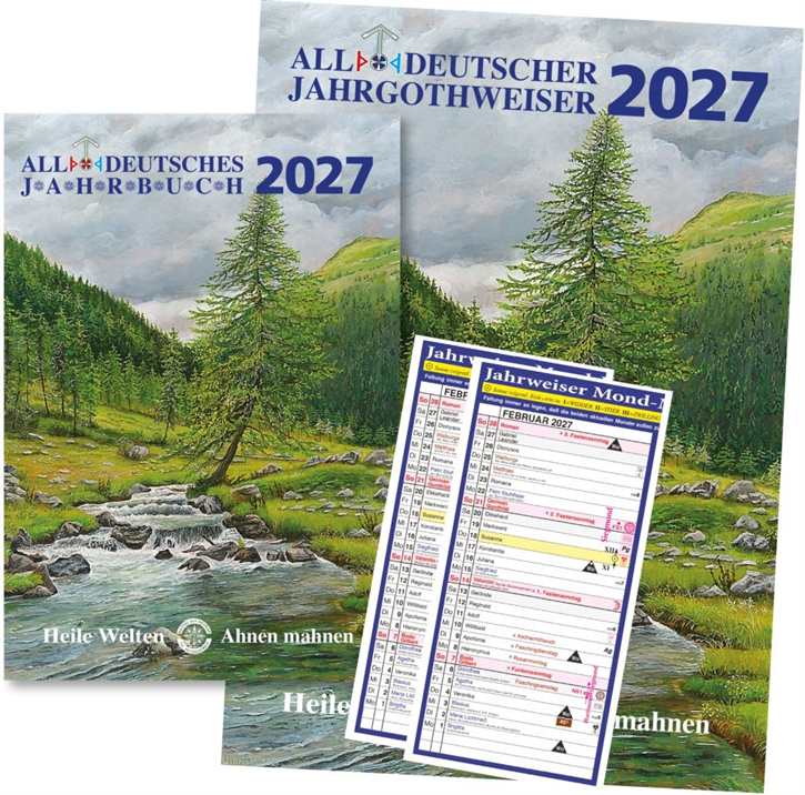 Kalender - Alldeutscher Jahrgothweiser 2027 im Set mit Alldeutsches Jahrbuch 2027 + 2 Mond-Mini-Jahresplaner - Vorbestellung!