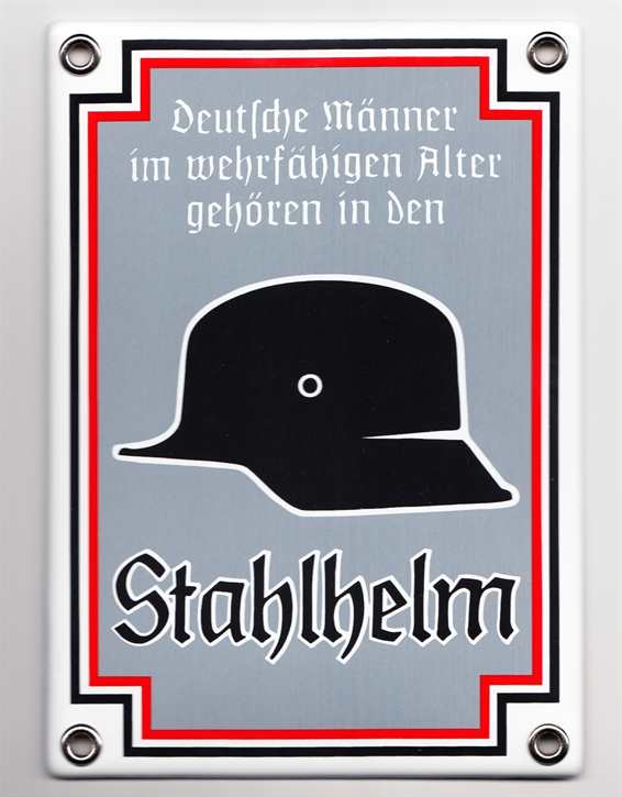 Emailleschild "Stahlhelm"