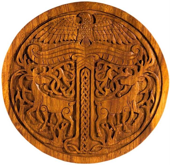 Irminsul Massiv Vönix Wandbild aus Holz - Wikinger Wand-Deko