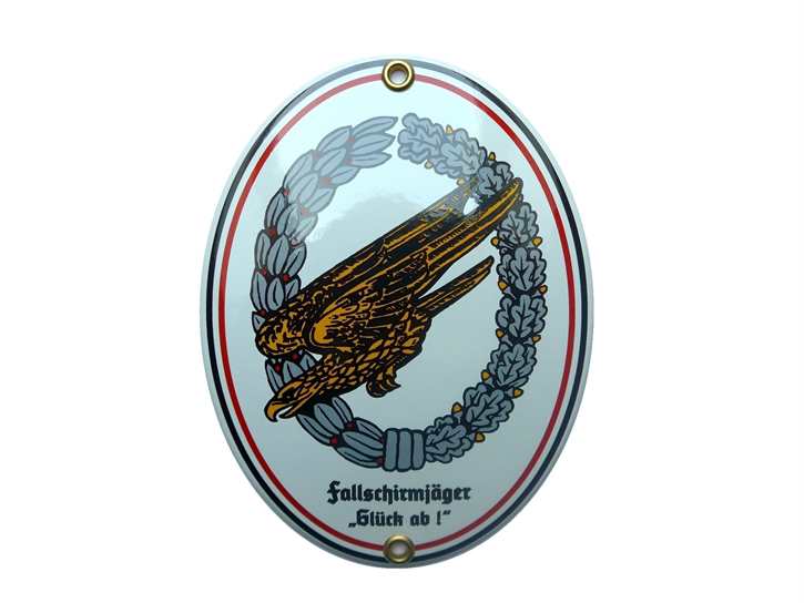 Emailleschild "Fallschirmjäger"