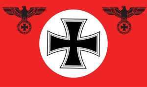 Fahne Adler - rot mit Kreis und eisernem Kreuz