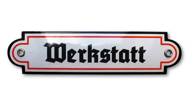 Emailleschild / Türschild - Werkstatt