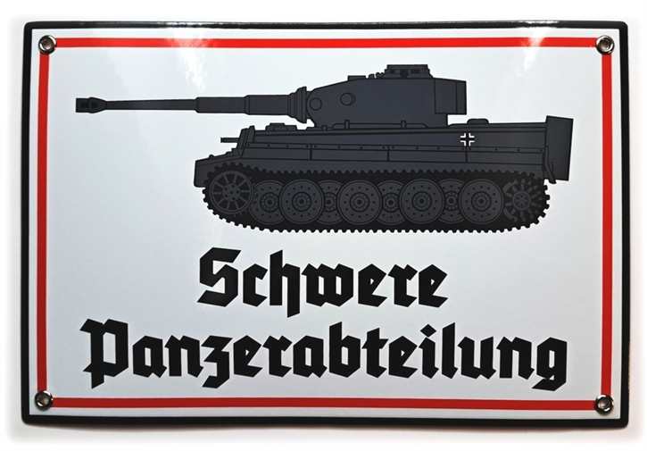 Emailleschild Tiger-Panzer - Schwere Panzerabteilung - 20 x 30 cm - Limitierte Auflage!