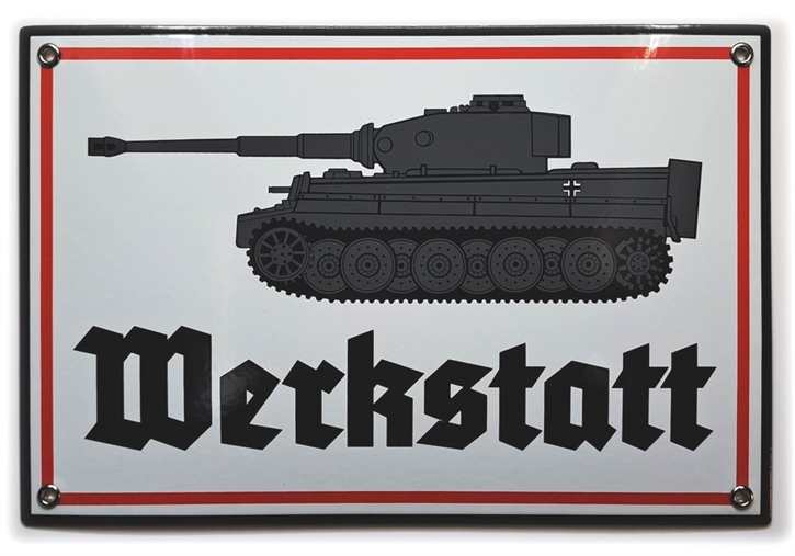 Emailleschild Tiger-Panzer - Werkstatt - 20 x 30 cm - Limitierte Auflage!