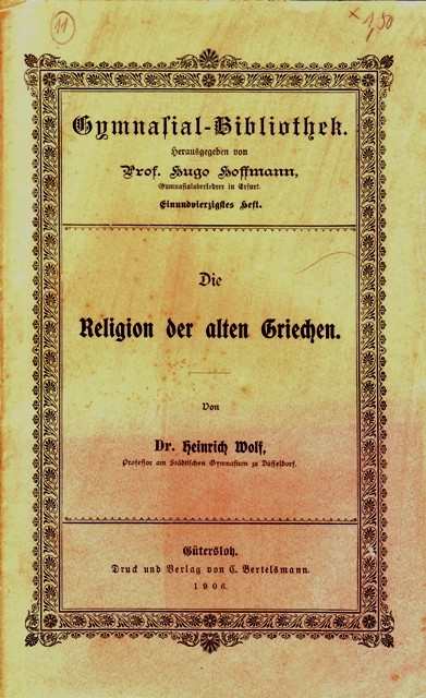 Wolf / Hoffman: Die Religion der alten Griechen