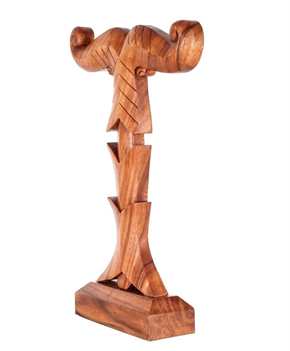 Irminsul in Übergröße - Die germanische Weltensäule auf Sockel, handgeschnitzt