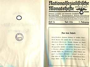 Nationalsozialistische Monatshefte 7. Jahrgang - 2. Halbjahr 1936 - Heft 76 Juli bis Heft 81 Dezember 1936 (6 Hefte in einem Band)