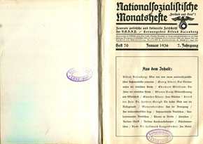 Nationalsozialistische Monatshefte 7. Jahrgang Heft 70 Januar bis Heft 74 Mai 1936